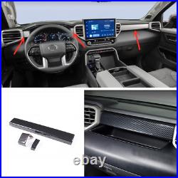 Carbon Fiber Dashboard Console Cover Trim 3pcs For Toyota Tundra 2022 2023