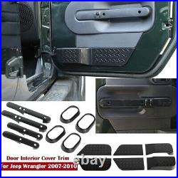 Carbon Fiber Door Interior Trim Kit Cover For Jeep Wrangler JK 2007-2010 2 Door