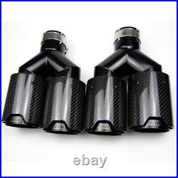 Carbon Fiber For BMW Dual Exhaust Twin End Tips Tail Pipe 63MM In 101MM Out