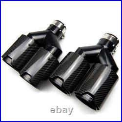 Carbon Fiber For BMW Dual Exhaust Twin End Tips Tail Pipe 63MM In 101MM Out