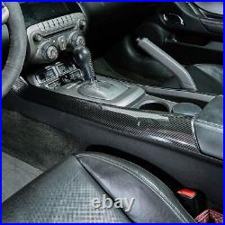 Carbon Fiber Front Dash Gear Shift Panel Cover Trim Kit for Chevy Camaro 10-15