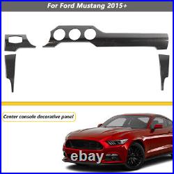 Carbon Fiber Inner Full Decor Center Console Cover Bezel For Ford Mustang 2015+