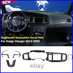 Carbon Fiber Interior Dashboard Steering Wheel Cover Trim for Dodge Charger 15+