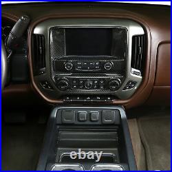 Carbon Fiber Interior Decoration Cover Trim Kit For Chevy Silverado GMC 2014-17