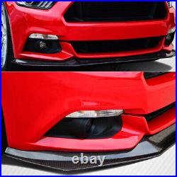 Carbon Fiber Look For 2015-2017 Ford Mustang Coupe 2D Front Bumper Lip Splitter
