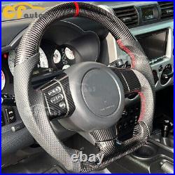 Carbon Fiber Perforated Leather Flat Steering Wheel for 04-17 Toyota FJ Cruiser
