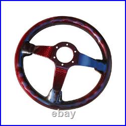 Carbon Fiber Steering Wheel Racing Drift Car Golssy 350mm 14 6 Holes Bolt Red