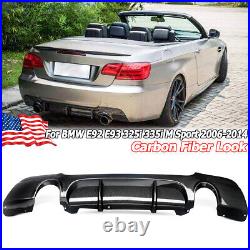 Carbon Fiber Style Dual Exhuast Rear Diffuser for BMW E92 E93 M-Sport 2006-2014