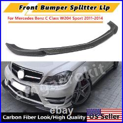 Carbon Fiber Style Front Bumper Splitter Lip For Mercedes W204 Sport 2011-2014