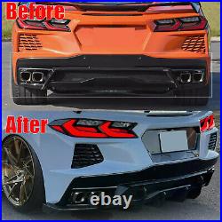 Carbon Look Rear Bumper Diffuser Add-On Fin Lip For Corvette C8 2020-23 Z51 STG