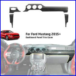 Center Console Dash Panel Trim Cover Interior For Ford Mustang 2015+Carbon Fiber