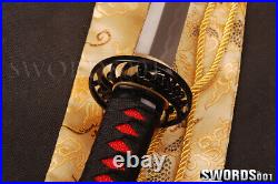 Dark red saya Japanese Samurai Katana clay tempered sharp sword can cut bamboo