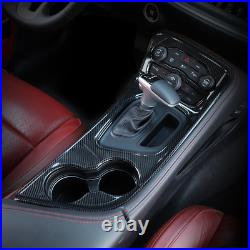 Dashboard Console Gear Shift Cover Trim For Dodge Challenger 15+ Carbon Fiber