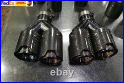 Dual Car Carbon Fiber Exhaust TWIN End Tips Tail Pipe for BMW 63mm In 101MM Out