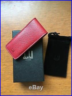 Dunhill Carbon Fiber Collar Stay Set With Red Leather Wallet Case Brand New