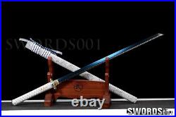 Engraved Carbon Steel Blue Straight Blade Ninja Sword Chinese Tang Dao White Ito