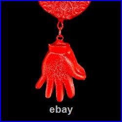 Ethnic jewelry tribal long pendant vintage regional hawaii necklace demon hands