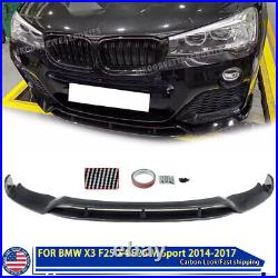 Fit BMW X3 F25 X4 F26 M Sport 14-17 ABS CARBON LOOK Front Lip Spoiler Splitter