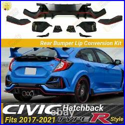 Fits 17-21 Honda Civic Hatchback Carbon Fiber Red Rear Bumper Garnish Reflectors