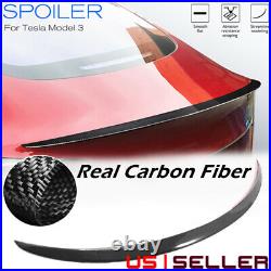 Fits 17-21 Tesla Model 3 Rear Trunk Spoiler Real Carbon Fiber