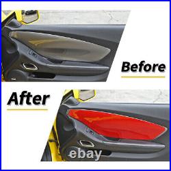For 2012-2015 Camaro Front Door Panel Cover Sticker Decal Trim Red Carbon Fiber