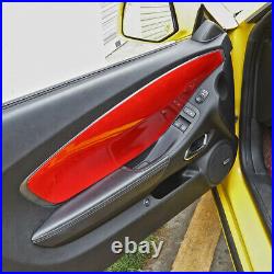 For 2012-2015 Camaro Front Door Panel Cover Sticker Decal Trim Red Carbon Fiber