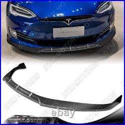 For 2016-2020 Tesla Model S STP-Style Carbon Look Front Bumper Body Spoiler Lip
