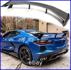 For 20-23 Corvette C8 GM CARBON FIBER LOOK Rear Trunk Lid High Wing Spoiler ABS