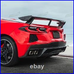 For 20-23 Corvette C8 GM CARBON FIBER LOOK Rear Trunk Lid High Wing Spoiler ABS