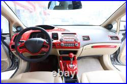 For Honda Civic 2004-2009 AT Red Carbon Fiber Interior Full Set Decoration Trim