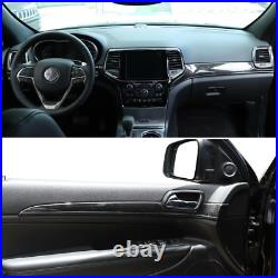 For Jeep Grand Cherokee 11+ Dashboard Panel Door Handle Trim Bezels Carbon Fiber
