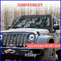 For Jeep Wrangler JK 07-18 Armor Windshield Frame Cover Visor Cowl with LED Lights