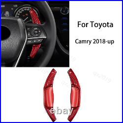For Toyota Camry 2018-2021 Carbon Fiber Red Steering Wheel Paddle Shifter Trim