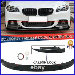 Front Bumper Lip Splitter For 11-16 BMW 5 Series F10 M Sport Carbon Fiber Style