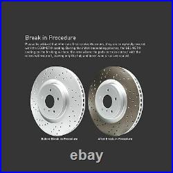 Front Carbon Brake Rotors Drilled + OEp Pads, Hardware, and Sensor 1PX. 73006.57