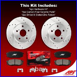 Front Drill/Slot Brake Rotors + Ceramic Pads for Lincoln Town Car 2003-2011