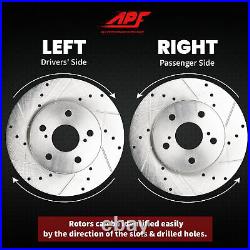 Front Drill/Slot Brake Rotors + Ceramic Pads for Lincoln Town Car 2003-2011