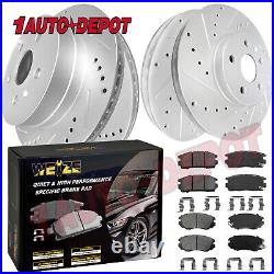 Front Rear Drill Brake Disc Rotors Pads for Chevy Equinox GMC Terrain 2010-2017