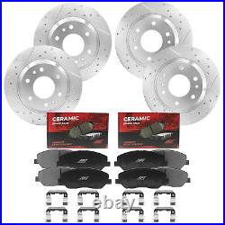 Front+Rear Drill/Slot Zinc Brake Rotors Ceramic Pads for Buick Lucerne 09-11