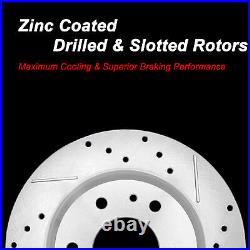 Front+Rear Drill/Slot Zinc Brake Rotors Ceramic Pads for Hyundai Sonata 11-15