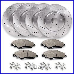 Front & Rear Drilled Brake Rotors + Pads for 2007-2013 2014 2015 Mazda CX-9