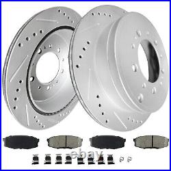 Front Rear Drilled Brake + Rotors Pads for Toyota Tundra 2017-2021 Sequoia LX570