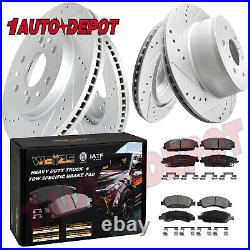 Front & Rear Drilled Rotors+ Brake Pads Kit for Chevy Silverado 1500 GMC Sierra