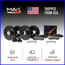 Front & Rear Drilled Slotted Rotors + Pads for 2010-2013 2014 2015 Chevy Camaro