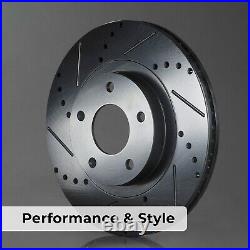 Front & Rear Drilled Slotted Rotors + Pads for VW Golf Alltrack GTI Passat