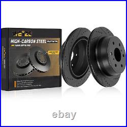 Front Rear HIGH CARBON Steel Brake Rotors +Brake Pads for Chevy Silverado 14-18