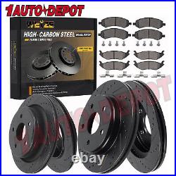 Front Rear HIGH CARBON Steel Brake Rotors + Brake Pads for Dodge Ram 1500 06-18