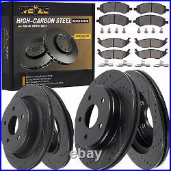 Front Rear HIGH CARBON Steel Brake Rotors + Brake Pads for Dodge Ram 1500 06-18