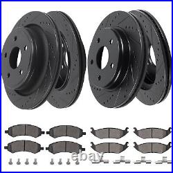 Front Rear HIGH CARBON Steel Brake Rotors + Brake Pads for Dodge Ram 1500 06-18