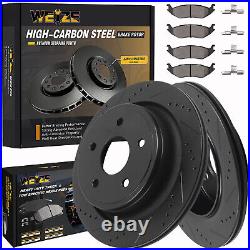 Front Rear HIGH CARBON Steel Brake Rotors + Brake Pads for Dodge Ram 1500 06-18